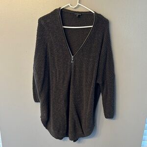 Dark Green Express Sweater with front zipper size L